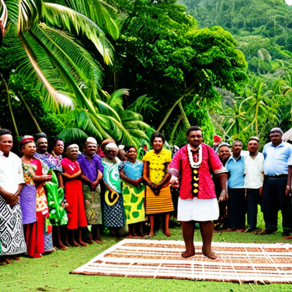 바누아투 결혼 문화 - Customary Wedding Ceremony**

A fully clothed Ni-Vanuatu couple during their traditional wedding cer...
